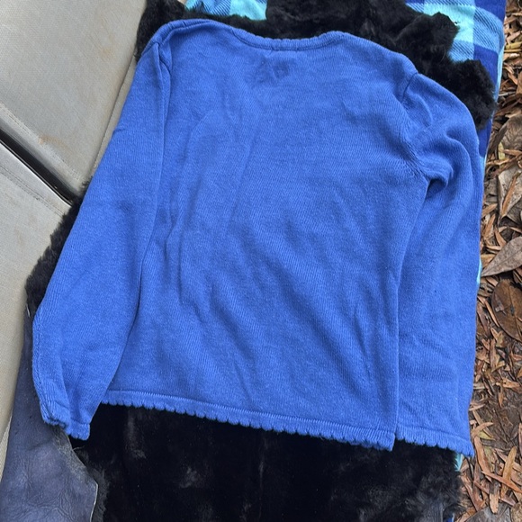 Bon Worth Blue Button Front Cardigan Sweater Embroidered Scalloped Trim Beads M - Picture 11 of 16